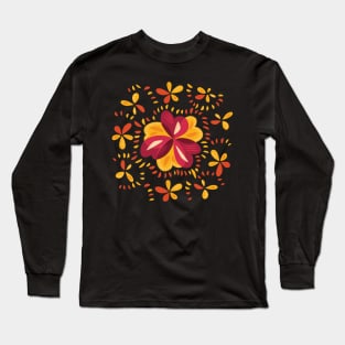 Abstract Clovers In Pink And Yellow Long Sleeve T-Shirt